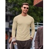 COOFANDY Mens Long Sleeve T Shirts Muscle Fit Casual Crew Neck Ribbed Tee Shirts(Beige)