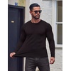 COOFANDY Mens Long Sleeve T Shirts Muscle Fit Casual Crew Neck Ribbed Tee Shirts(Black)