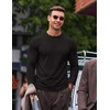 COOFANDY Mens Long Sleeve T Shirts Muscle Fit Casual Crew Neck Ribbed Tee Shirts(Black)