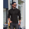 COOFANDY Mens Long Sleeve T Shirts Muscle Fit Casual Crew Neck Ribbed Tee Shirts(Black)