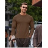 COOFANDY Mens Long Sleeve T Shirts Muscle Fit Casual Crew Neck Ribbed Tee Shirts(Brown)