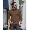 COOFANDY Mens Long Sleeve T Shirts Muscle Fit Casual Crew Neck Ribbed Tee Shirts(Brown)
