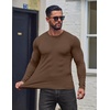 COOFANDY Mens Long Sleeve T Shirts Muscle Fit Casual Crew Neck Ribbed Tee Shirts(Brown)