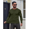 COOFANDY Mens Long Sleeve T Shirts Muscle Fit Casual Crew Neck Ribbed Tee Shirts(Dark Army Green)