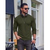 COOFANDY Mens Long Sleeve T Shirts Muscle Fit Casual Crew Neck Ribbed Tee Shirts(Dark Army Green)