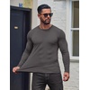 COOFANDY Mens Long Sleeve T Shirts Muscle Fit Casual Crew Neck Ribbed Tee Shirts(Dark Gray)
