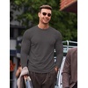 COOFANDY Mens Long Sleeve T Shirts Muscle Fit Casual Crew Neck Ribbed Tee Shirts(Dark Gray)