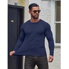 COOFANDY Mens Long Sleeve T Shirts Muscle Fit Casual Crew Neck Ribbed Tee Shirts(Navy Blue)