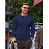 COOFANDY Mens Long Sleeve T Shirts Muscle Fit Casual Crew Neck Ribbed Tee Shirts(Navy Blue)
