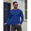 COOFANDY Mens Long Sleeve T Shirts Muscle Fit Casual Crew Neck Ribbed Tee Shirts(Royal Blue)