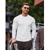 COOFANDY Mens Long Sleeve T Shirts Muscle Fit Casual Crew Neck Ribbed Tee Shirts(White)