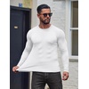 COOFANDY Mens Long Sleeve T Shirts Muscle Fit Casual Crew Neck Ribbed Tee Shirts(White)