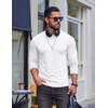 COOFANDY Mens Long Sleeve T Shirts Muscle Fit Casual Crew Neck Ribbed Tee Shirts(White)