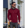 COOFANDY Mens Long Sleeve T Shirts Muscle Fit Casual Crew Neck Ribbed Tee Shirts(Wine Red)