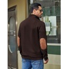 COOFANDY Mens Quarter Button Sweatshirt Long Sleeve Pullover Waffle Casual Stand Collar Sweater(Brown)