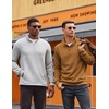 COOFANDY Mens Quarter Button Sweatshirt Long Sleeve Pullover Waffle Casual Stand Collar Sweater(Light Brown)
