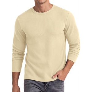 COOFANDY Mens Long Sleeve T Shirts Muscle Fit Casual Crew Neck Ribbed Tee Shirts(Beige)