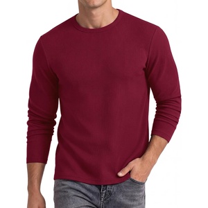 COOFANDY Mens Long Sleeve T Shirts Muscle Fit Casual Crew Neck Ribbed Tee Shirts(Wine Red)