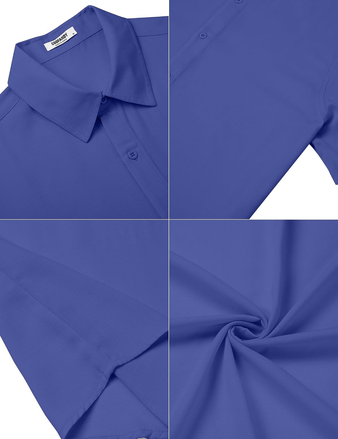 image:imageCOOFANDY Mens Casual Button Down Short Sleeve Shirts Summer Beach Wedding Shirt Vacation Cotton ShirtsNavy Blue