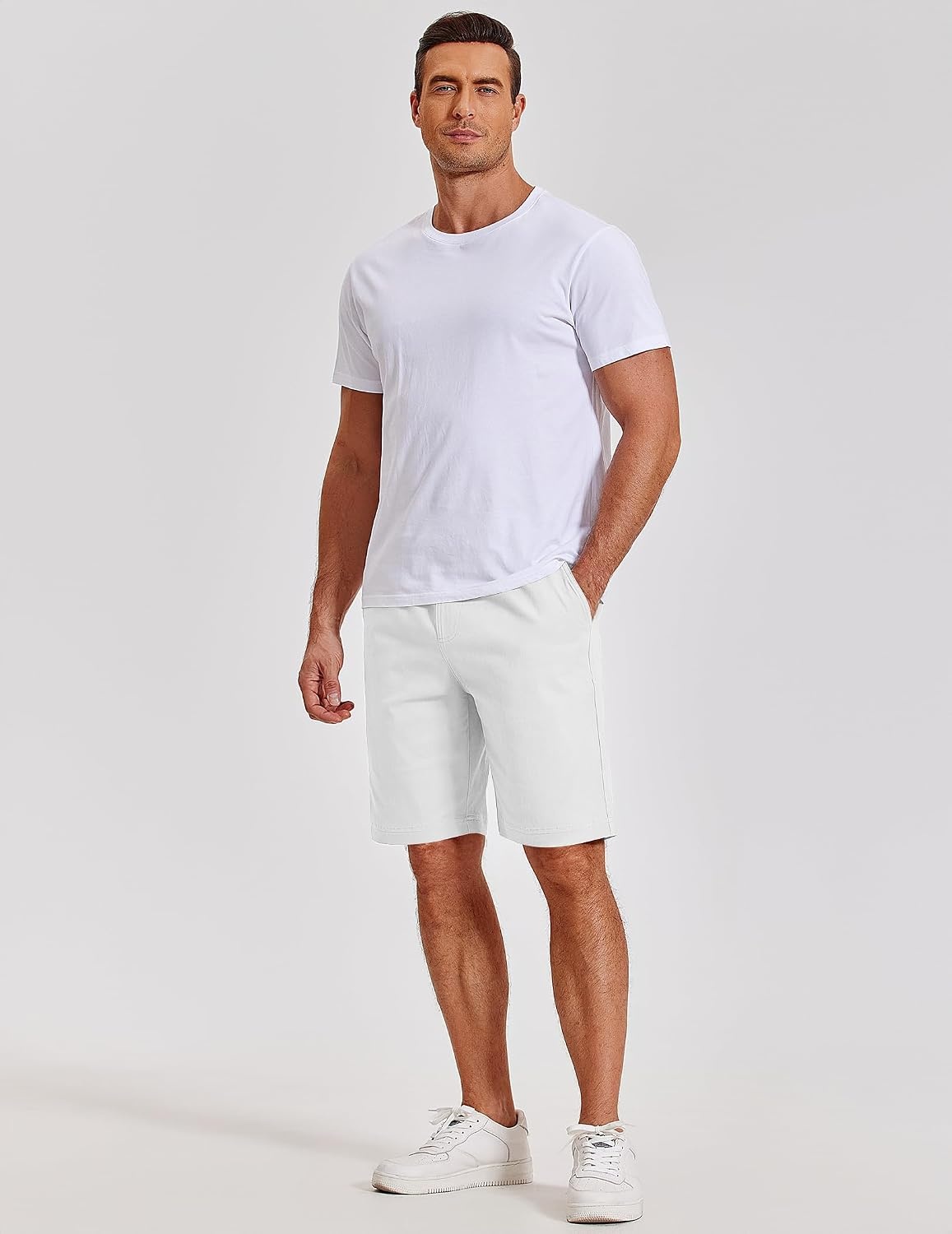 image:imageCOOFANDY Mens Casual Shorts Cotton Elastic Waist Shorts Drawstring Summer Beach ShortsBlack White