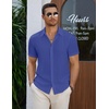 COOFANDY Men’s Casual Button Down Short Sleeve Shirts Summer Beach Wedding Shirt Vacation Cotton Shirts(Navy Blue)