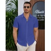 COOFANDY Men’s Casual Button Down Short Sleeve Shirts Summer Beach Wedding Shirt Vacation Cotton Shirts(Navy Blue)