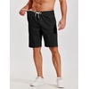 COOFANDY Mens Casual Shorts Cotton Elastic Waist Shorts Drawstring Summer Beach Shorts(Black Light Khaki)