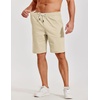 COOFANDY Mens Casual Shorts Cotton Elastic Waist Shorts Drawstring Summer Beach Shorts(Light Brown)