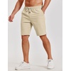 COOFANDY Mens Casual Shorts Cotton Elastic Waist Shorts Drawstring Summer Beach Shorts(Light Brown)