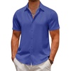 COOFANDY Men’s Casual Button Down Short Sleeve Shirts Summer Beach Wedding Shirt Vacation Cotton Shirts(Navy Blue)