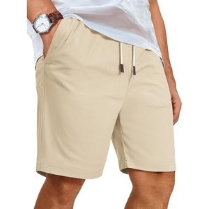 COOFANDY Mens Casual Shorts Cotton Elastic Waist Shorts Drawstring Summer Beach Shorts(Light Brown)