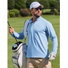 COOFANDY Men Quarter Zip Pullover Lightweight Golf Mock Neck Sweatshirt(Blue)