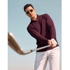 COOFANDY Men Quarter Zip Pullover Lightweight Golf Mock Neck Sweatshirt(Dark Red)