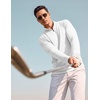 COOFANDY Men Quarter Zip Pullover Lightweight Golf Mock Neck Sweatshirt(White)
