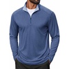 COOFANDY Men Quarter Zip Pullover Lightweight Golf Mock Neck Sweatshirt(Dark Blue)