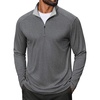COOFANDY Men Quarter Zip Pullover Lightweight Golf Mock Neck Sweatshirt(Grey)