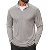 COOFANDY Men Quarter Zip Pullover Lightweight Golf Mock Neck Sweatshirt(Light Grey)