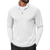 COOFANDY Men Quarter Zip Pullover Lightweight Golf Mock Neck Sweatshirt(White)