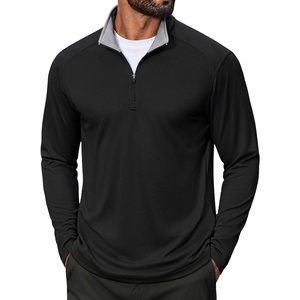 COOFANDY Men Quarter Zip Pullover Lightweight Golf Mock Neck Sweatshirt(Black)
