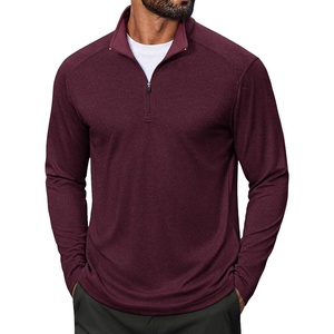 COOFANDY Men Quarter Zip Pullover Lightweight Golf Mock Neck Sweatshirt(Dark Red)
