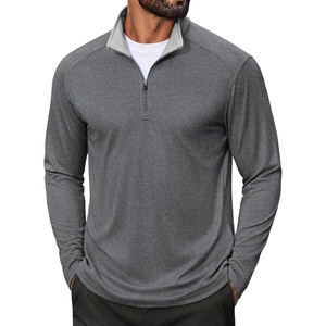 COOFANDY Men Quarter Zip Pullover Lightweight Golf Mock Neck Sweatshirt(Grey)