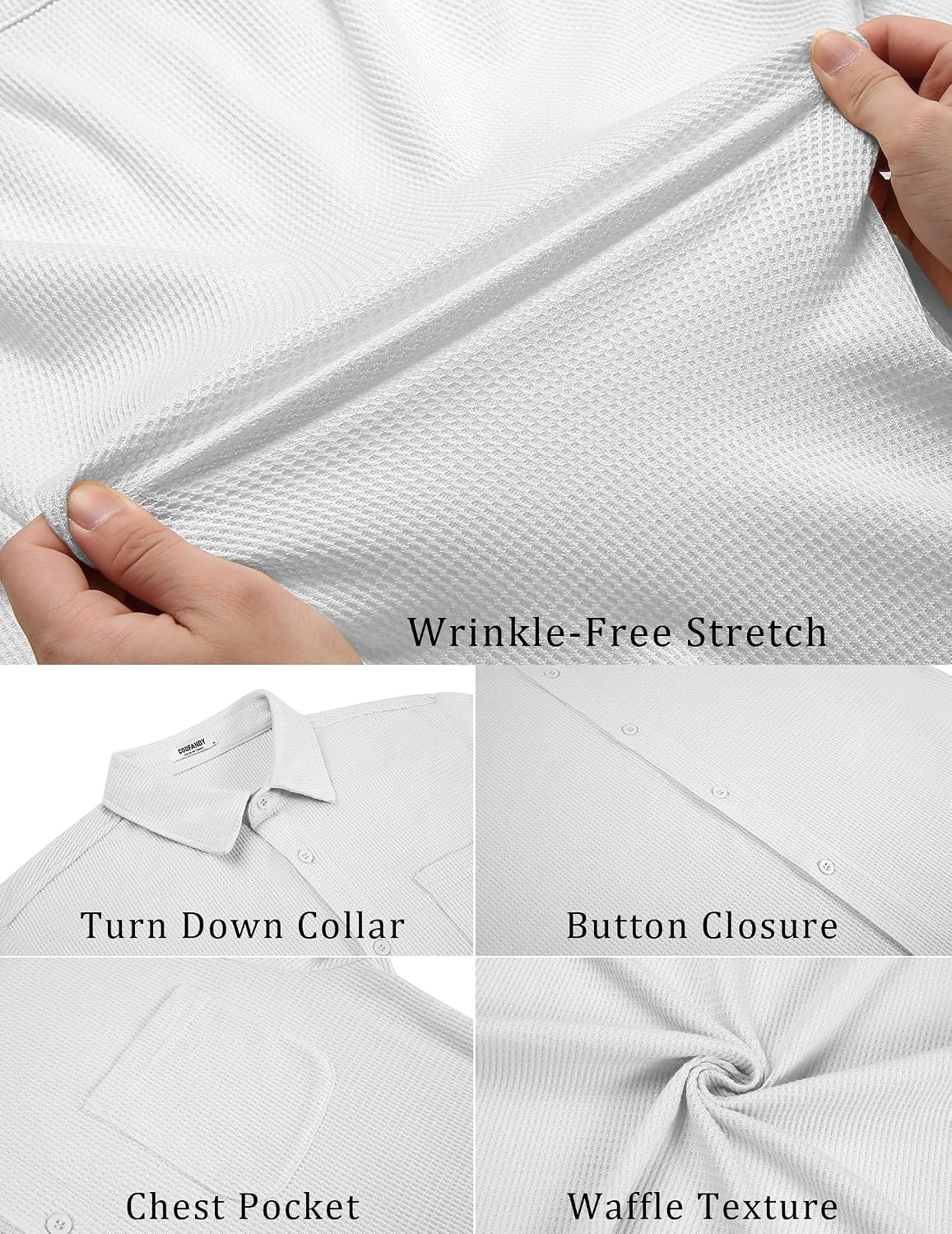 image:imageCOOFANDY Mens Knit Button Down Shirts Casual Short Sleeve Polo Shirt Summer Beach Shirts with Pocket