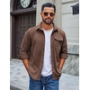 COOFANDY Mens Corduroy Shirt Long Sleeve Button Down Casual Shirts Jacket(Brown)