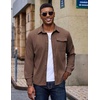 COOFANDY Mens Corduroy Shirt Long Sleeve Button Down Casual Shirts Jacket(Brown)