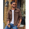 COOFANDY Mens Corduroy Shirt Long Sleeve Button Down Casual Shirts Jacket(Brown)