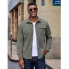 COOFANDY Mens Corduroy Shirt Long Sleeve Button Down Casual Shirts Jacket(Gray Green)