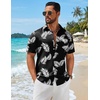 COOFANDY Mens Hawaiian Shirts Short Sleeve Button Down Vacation Shirts(Black-palm Leaf)