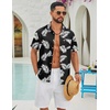 COOFANDY Mens Hawaiian Shirts Short Sleeve Button Down Vacation Shirts(Black-palm Leaf)
