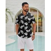 COOFANDY Mens Hawaiian Shirts Short Sleeve Button Down Vacation Shirts(Black-palm Leaf)