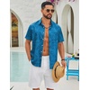 COOFANDY Mens Hawaiian Shirts Short Sleeve Button Down Vacation Shirts(Blue-banana Leaf)